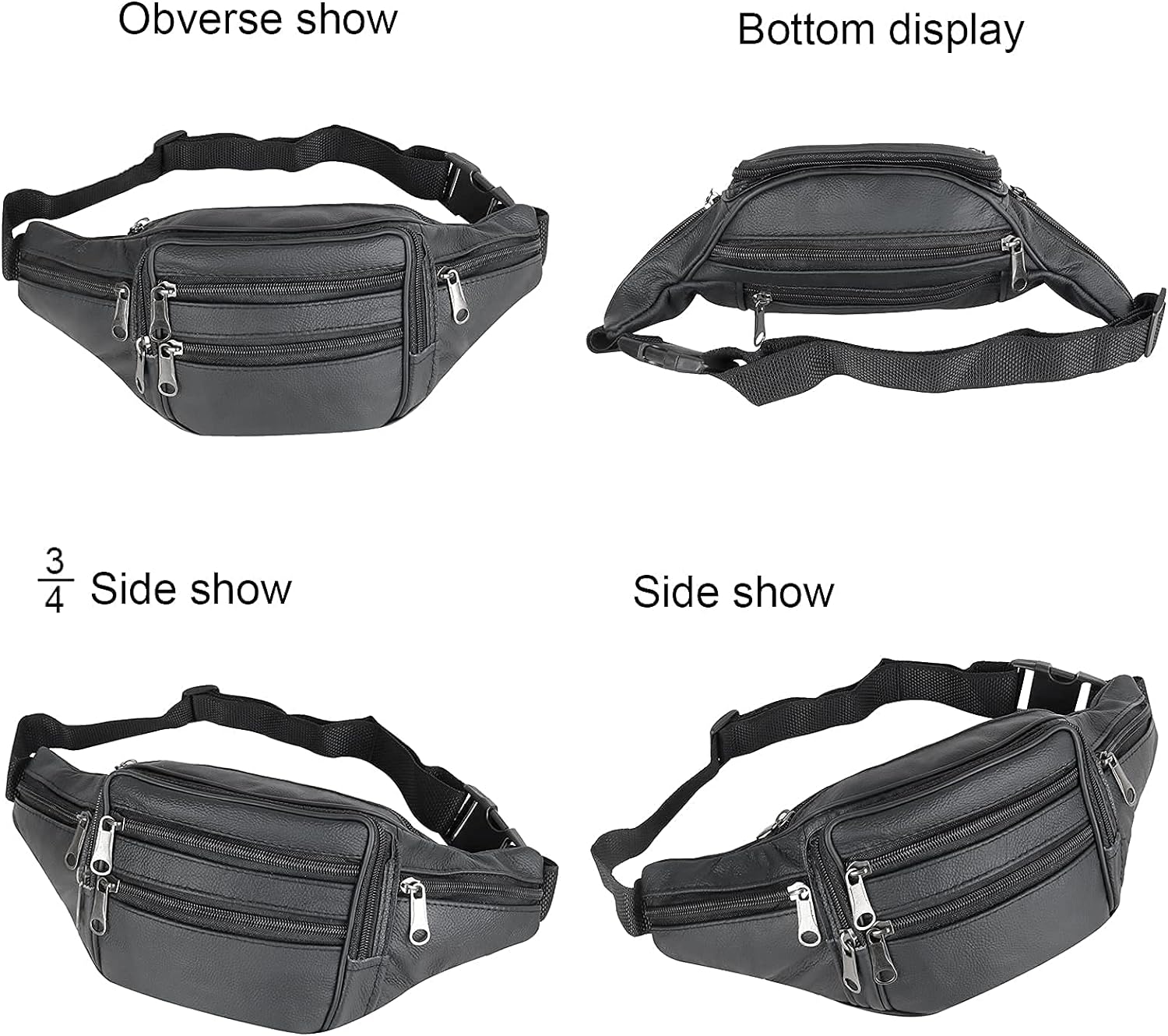 Fanny Pack Outdoor travel leather Fanny pack,Cowhide Leather Large Size 7 Pockets waist bag.Suitable for outdoor mountaineering, travel, camping, cycling, running, etc. - Image 7